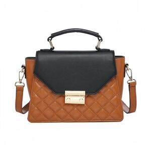 NEW JEN & CO. women's lou crossbody bag with push lock in black/brown